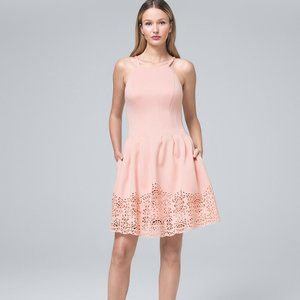 VINCE CAMUTO LASER-CUT FIT-AND-FLARE DRESS